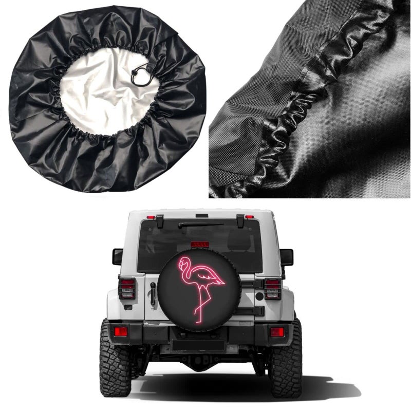 Foruidea Pink Flamingo Spare Tire Cover Dust-Proof Wheel Tire Cover Fit Trailer, RV, SUV and Many Vehicle 17 Inch - Image 5